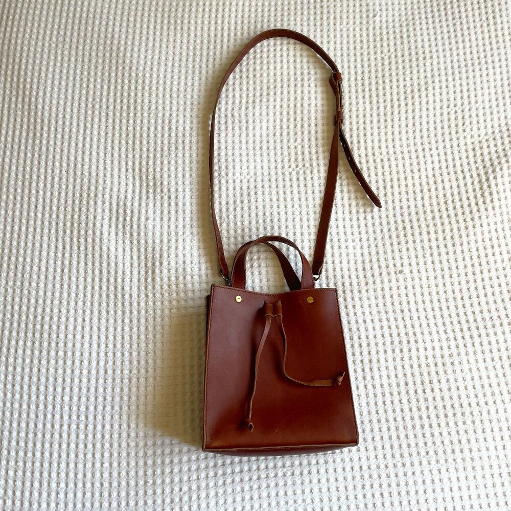 Madewell "Small Trick" drawstring leather crossbody purse